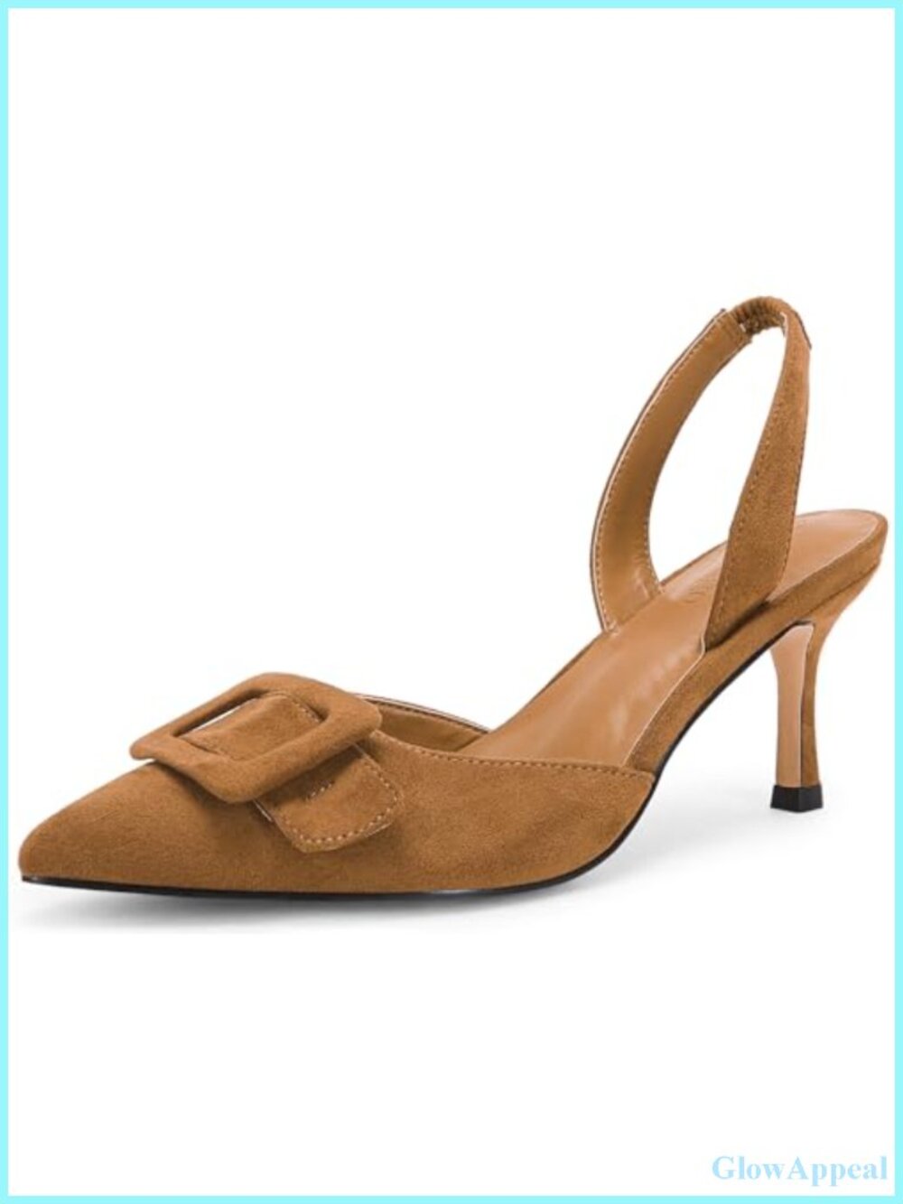 Womens Slingback Kitten Heels Pointed Toe Buckle Pumps